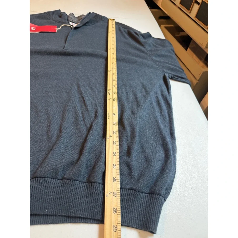 Cutter & Buck Mens 1XB Navy Heather Quarter Zip Sweater Elbow Patch new nwt golf
